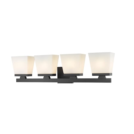 Z-Lite Astor 4 Light Vanity, Matte Black & Etched Opal 1937-4V-MB